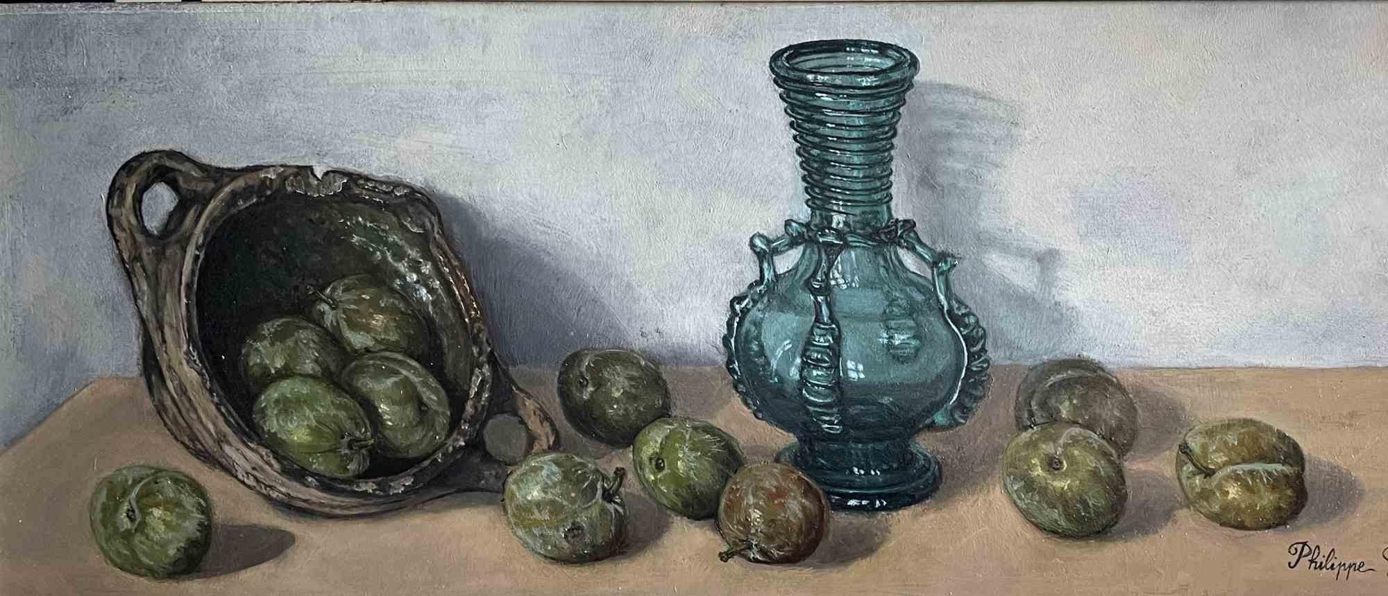 Still Life - Oil by  Philippe Golbert -  Mid-20th Century For Sale 1