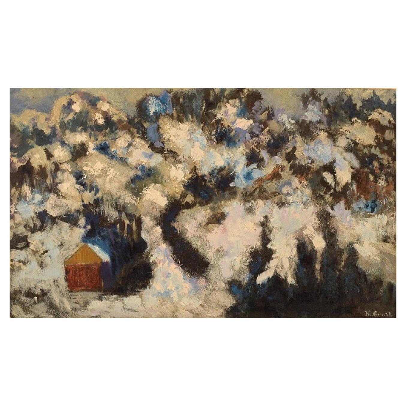 Frank Harmon Myers Oil on Board Painting Winter Landscape For Sale at