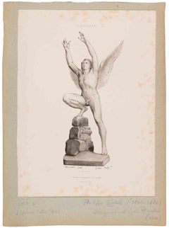 Ange élevant ses Ailes (Angel... - Lithograph By Philippe Grass - 1841