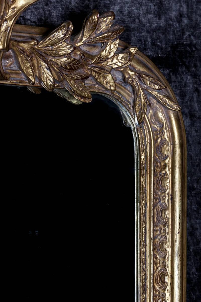 Louis Philippe Philippe Hand Carved Beveled Mirror in Hand Gilt Frame 'Pair Available' For Sale