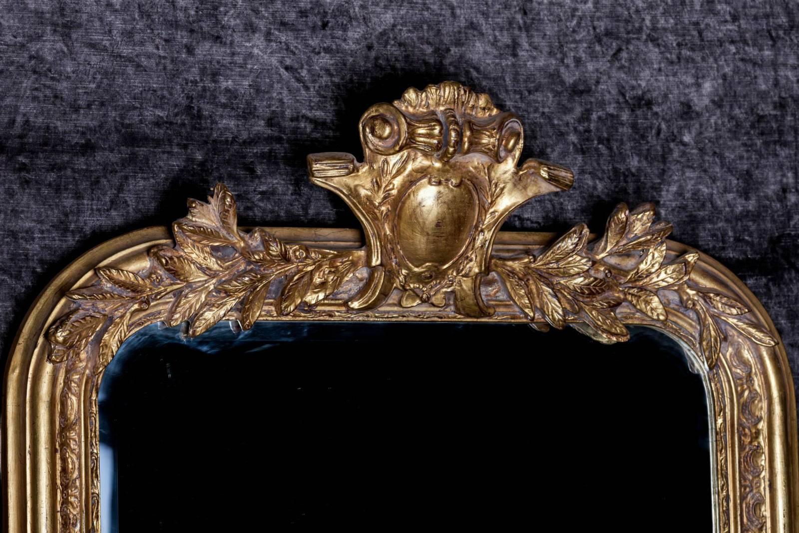 Philippe Hand Carved Beveled Mirror in Hand Gilt Frame 'Pair Available' In New Condition For Sale In Houston, TX