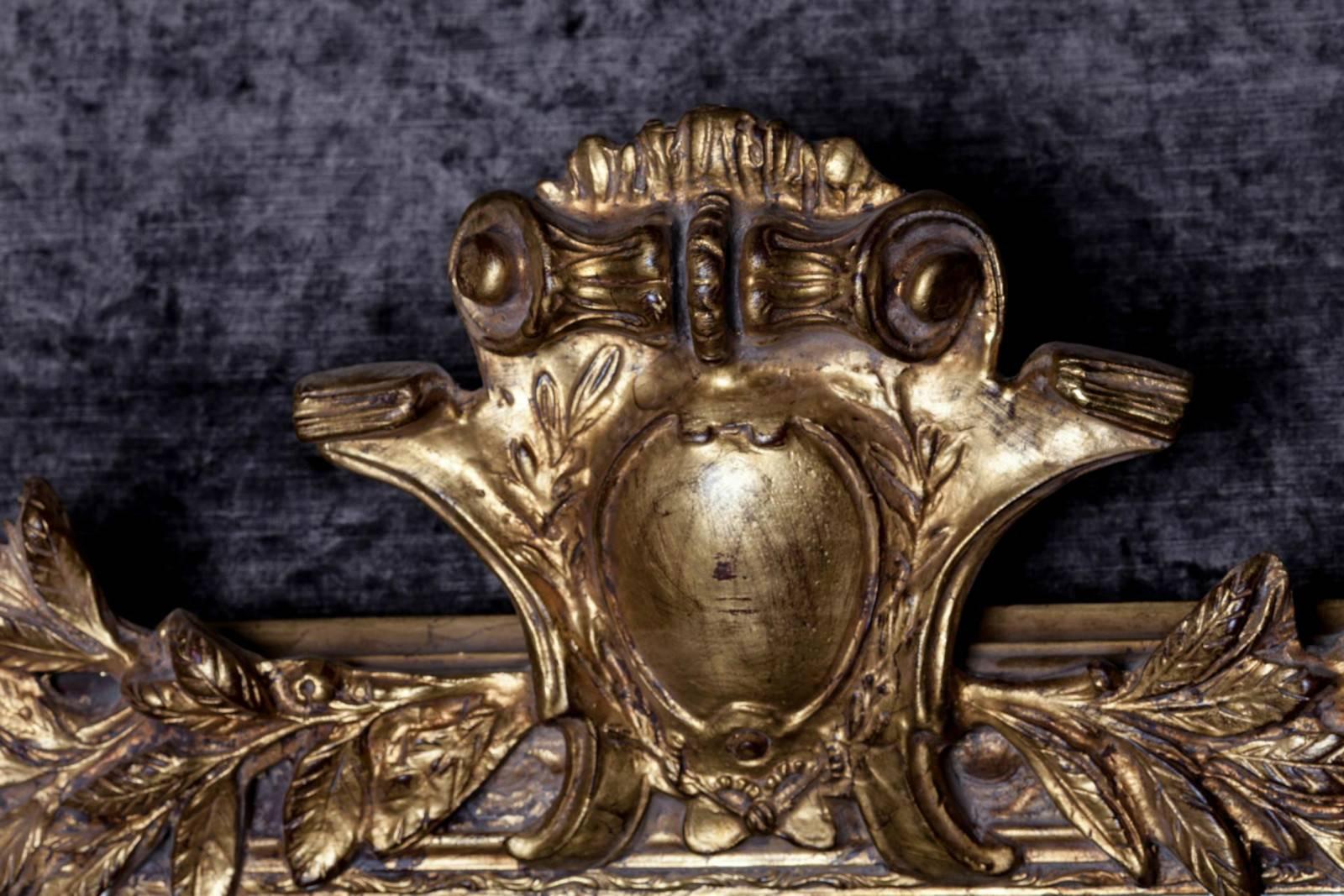 Contemporary Philippe Hand Carved Beveled Mirror in Hand Gilt Frame 'Pair Available' For Sale