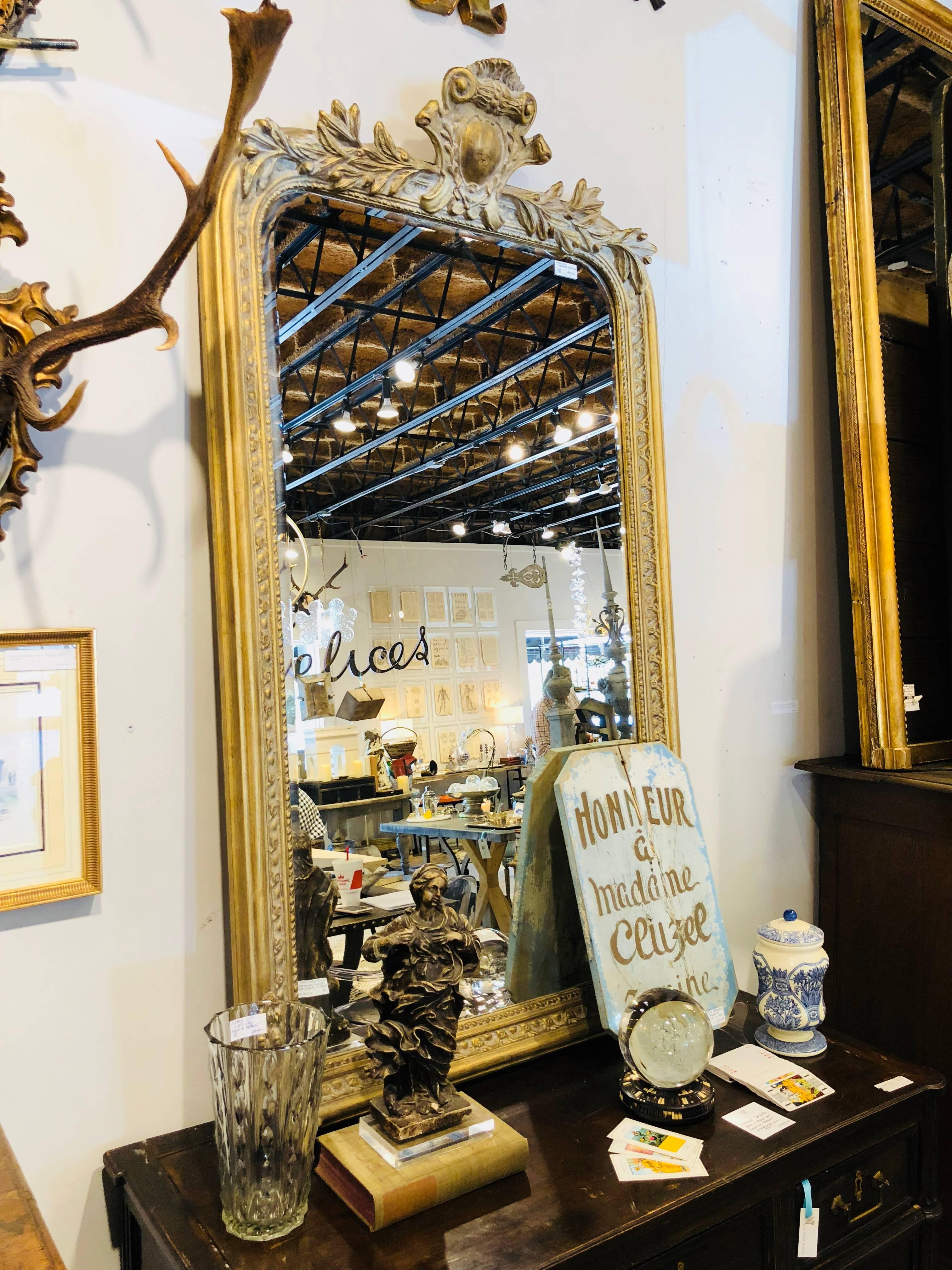 Philippe Hand Carved Beveled Mirror in Hand Gilt Frame 'Pair Available' For Sale 1