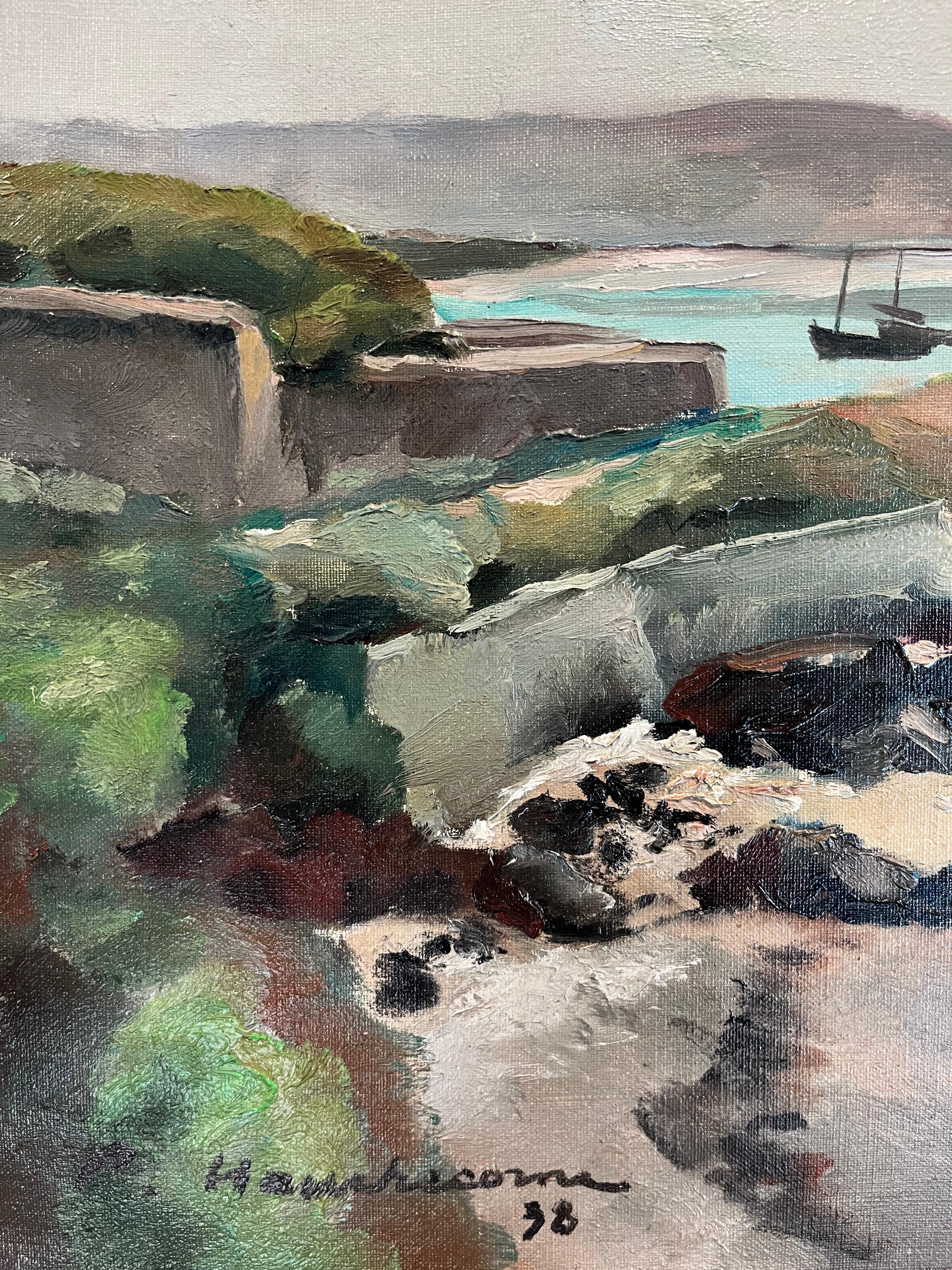 Bellissimo paesaggio del paese della Normandia dove è avvenuto lo sbarco degli americani nel 1944
Spiaggia,Barche,Mare del Nord.