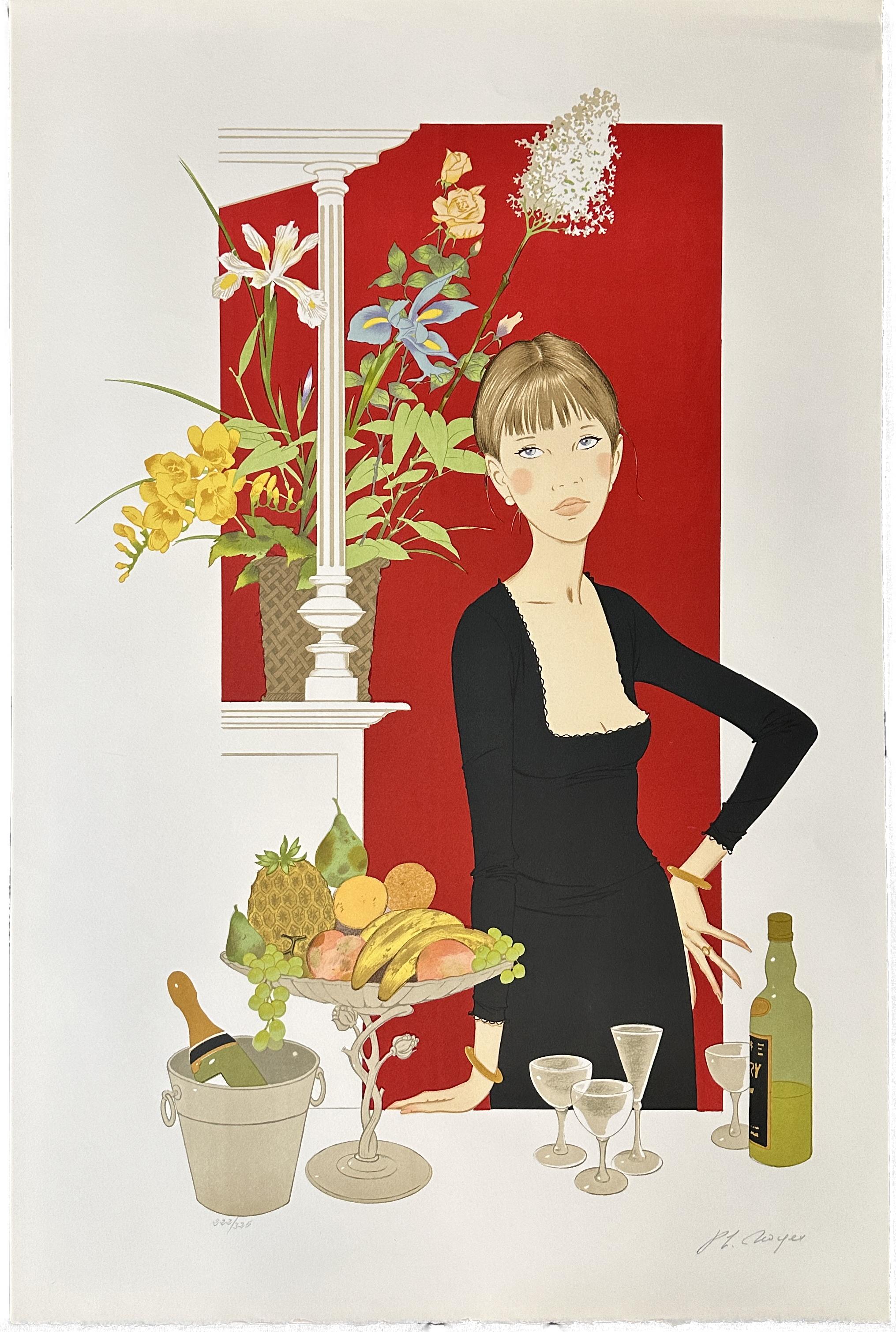 Philippe Henri Noyer Figurative Print – Femme Chez Maxim  1980