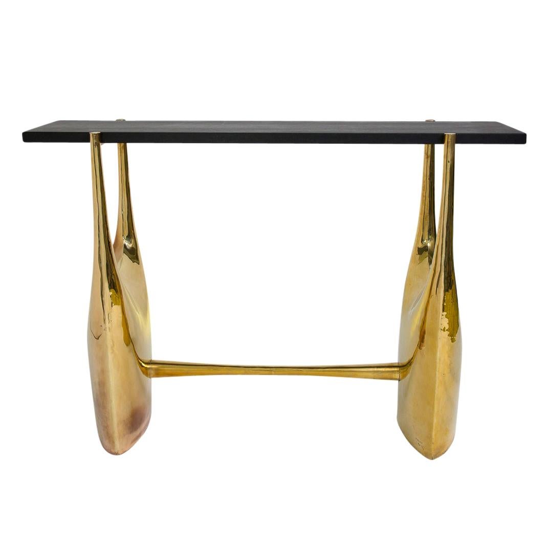 Philippe Hiquily Black Stone Console Table For Sale