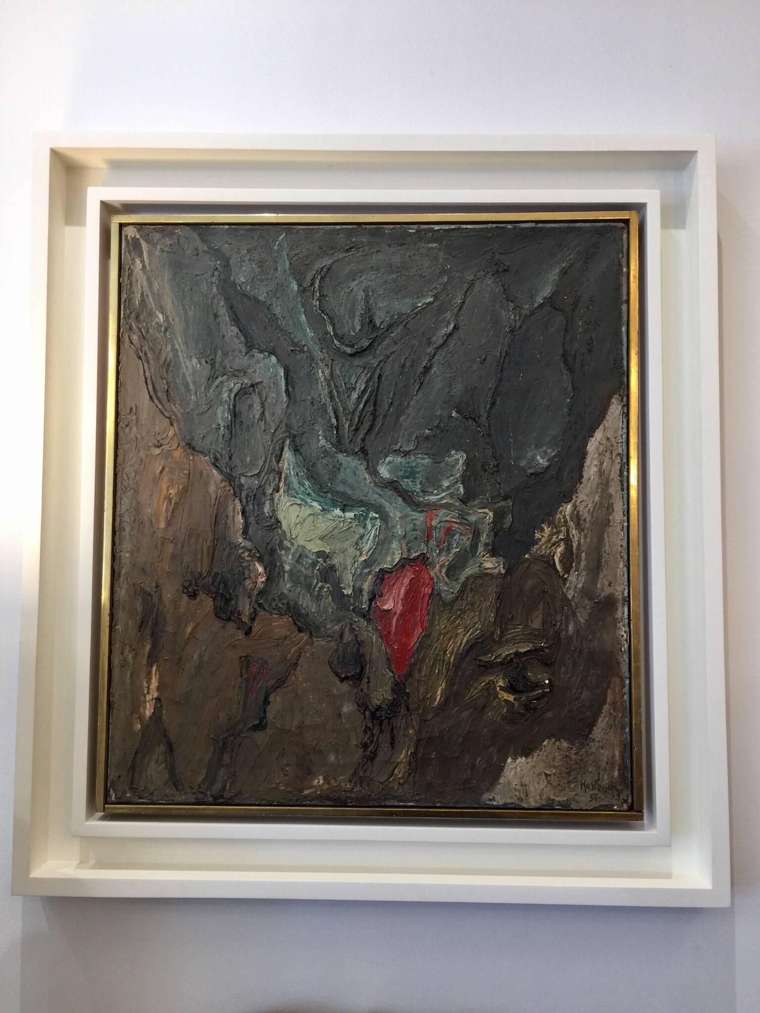 This is a wonderful midcentury textured abstract by important and listed French painter. Signed and titled on reverse 