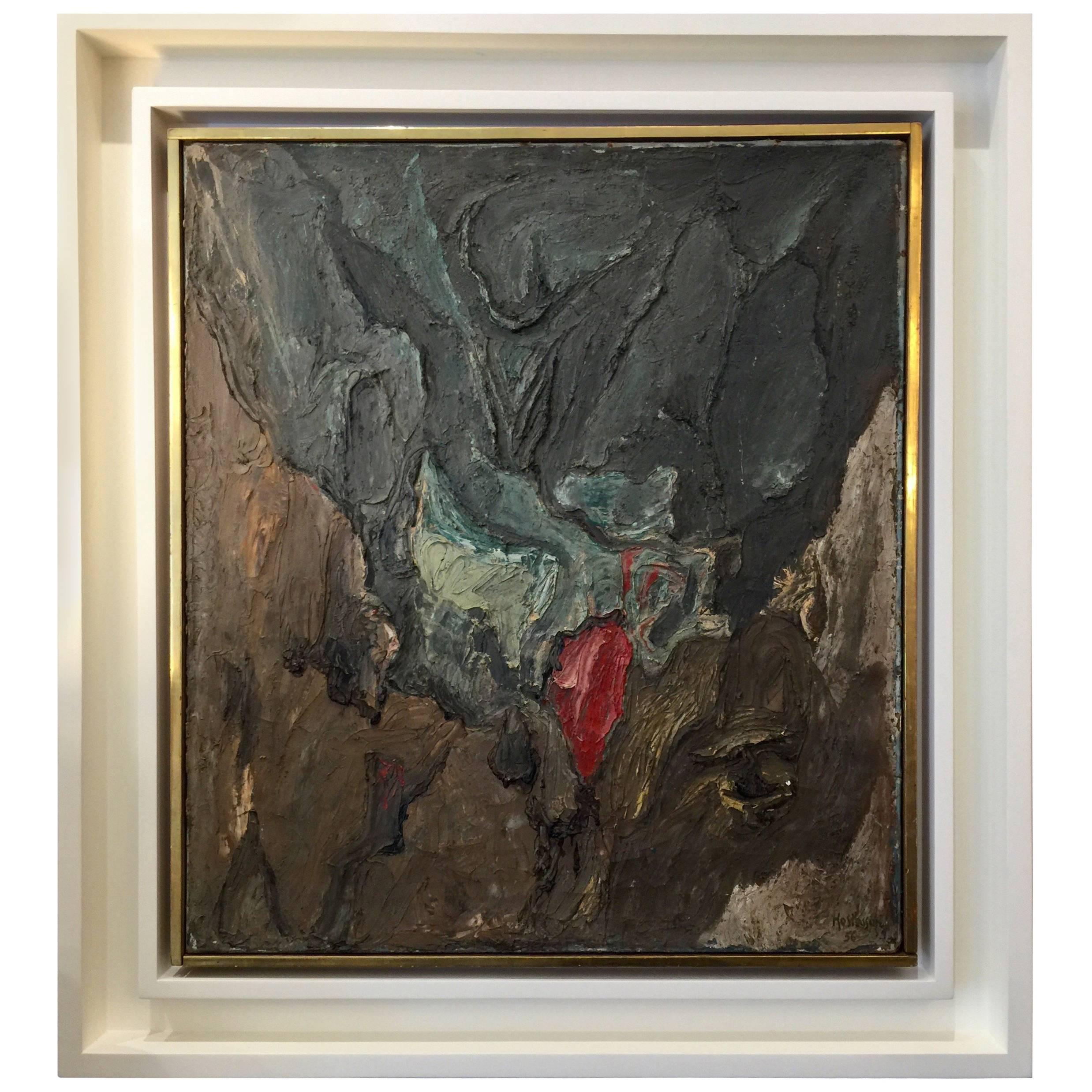 Original Öl auf Leinwand, Tache Rouge, Philippe Hosiasson im Angebot