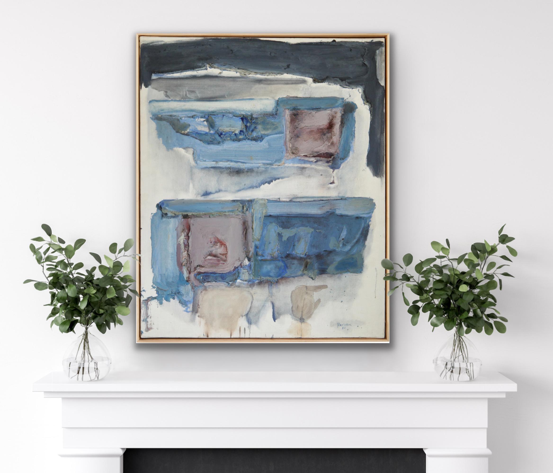 Blue Grey - Gray Abstract Painting by Philippe Hosiasson