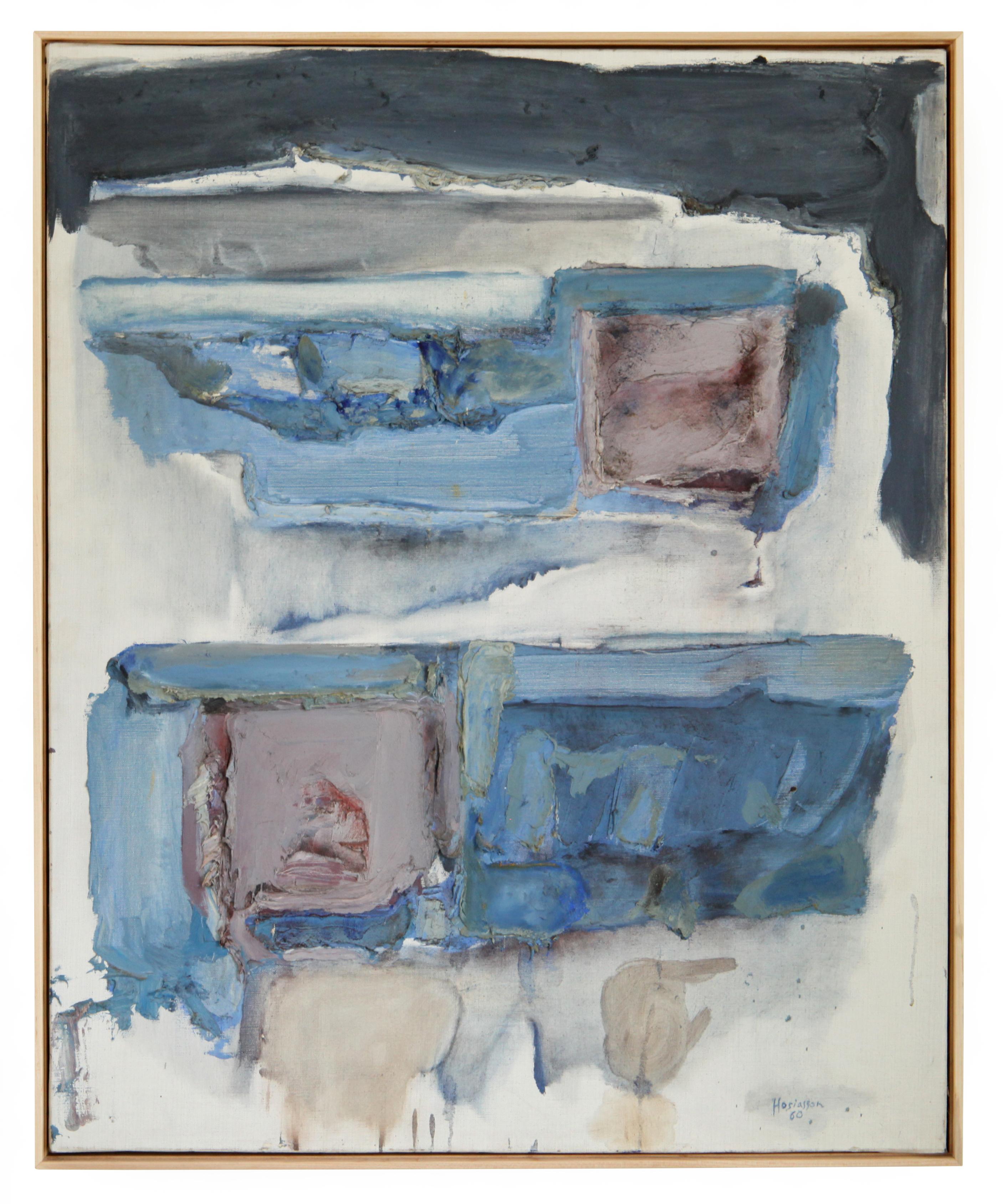 Philippe Hosiasson Abstract Painting – Blau Grau