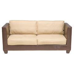 Philippe Hurel Brown leather & Fabric 2 Seater Sofa