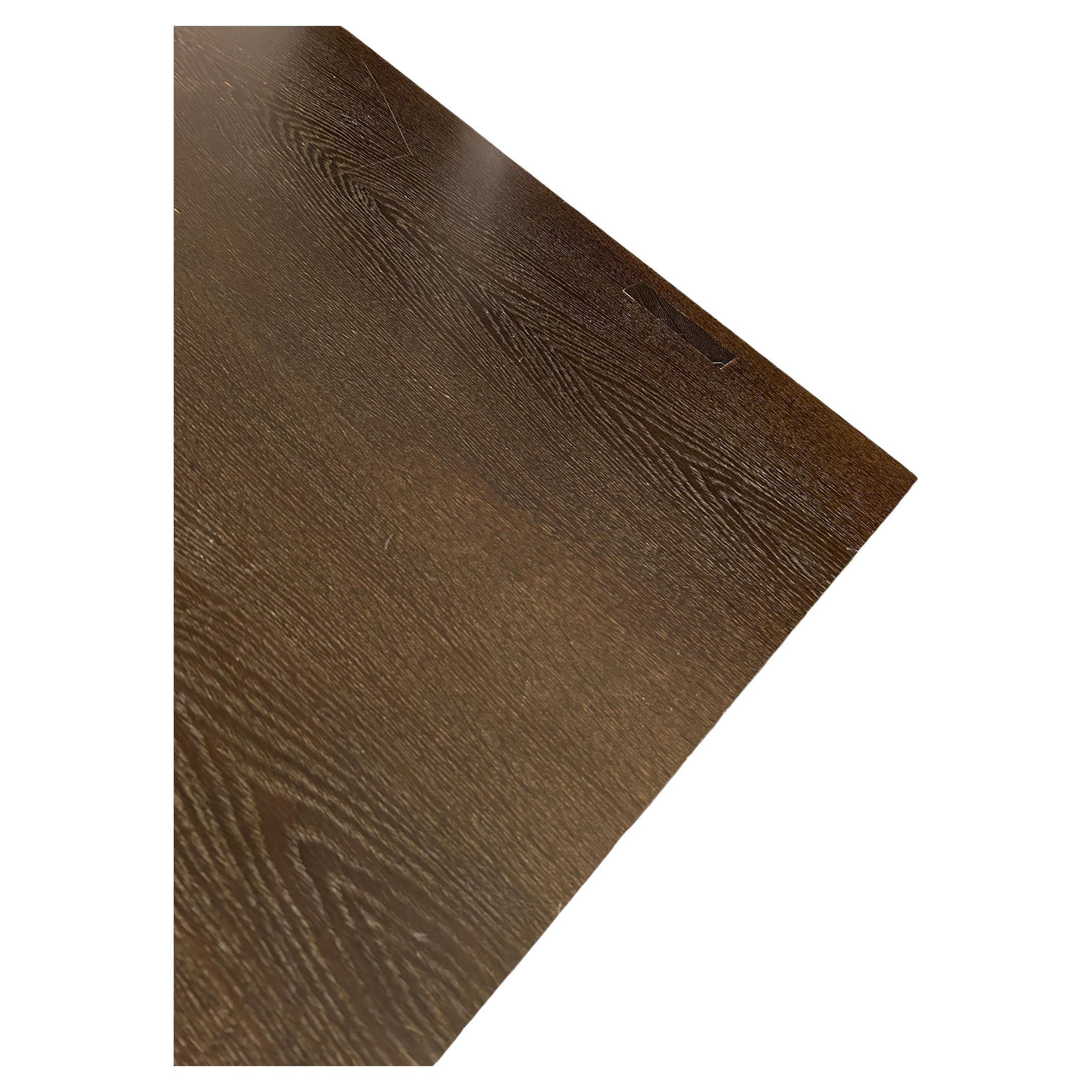 Contemporary Philippe Hurel Large Low Solid Oak Coffee Table Dark Brown Finish Made in France For Sale