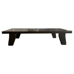 Philippe Hurel Large Low Solid Oak Coffee Table Dark Brown Finish Made in France