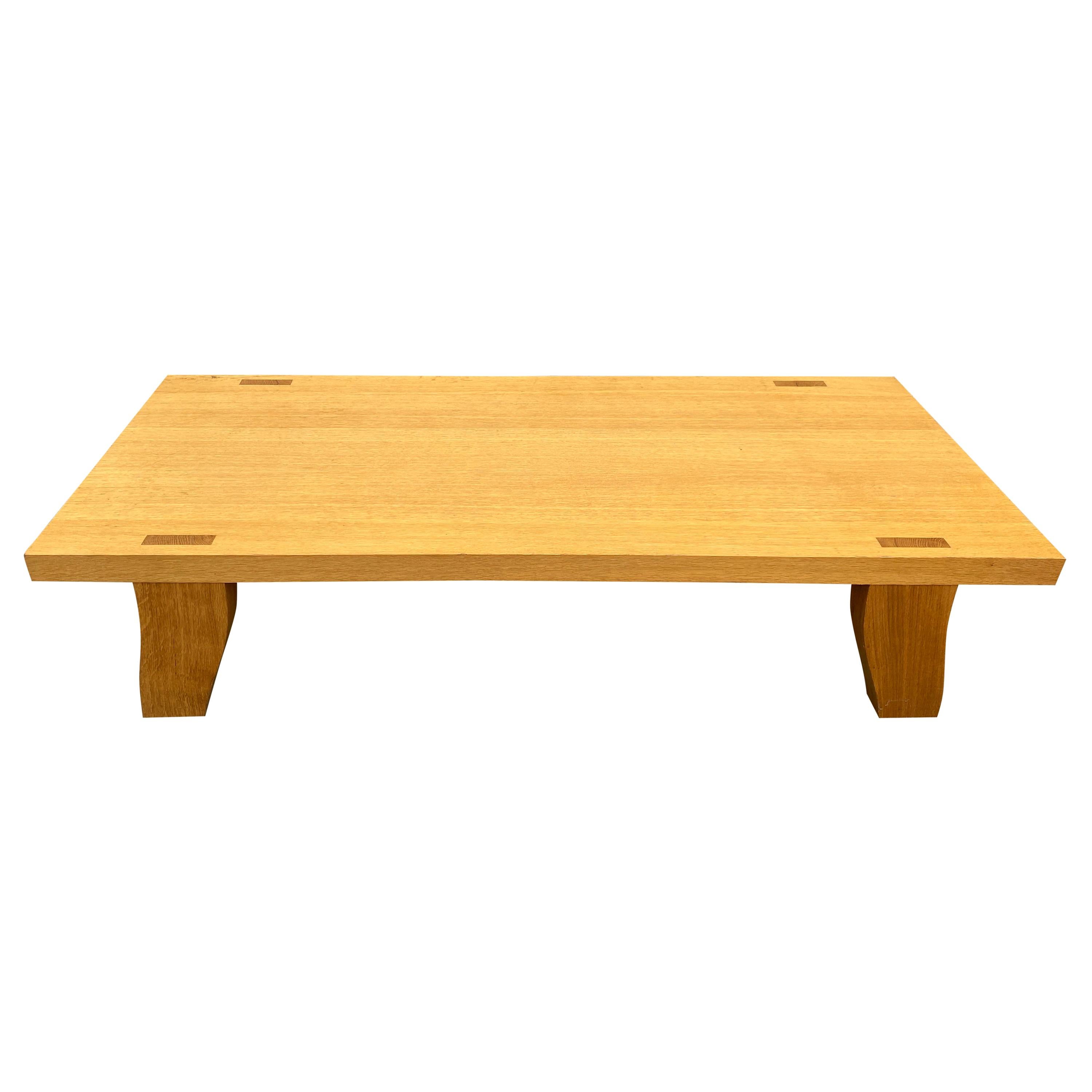Philippe Hurel Large Low Solid White Oak Coffee Table, France