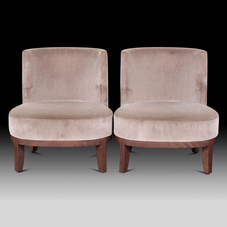 Pair of mohair armchairs by Philippe Hurel. An established high end furniture firm in business for over 100 years.
1968 —
Philippe Hurel, son of Pierre, takes his first steps in the family business. Two years later he takes over the running of the