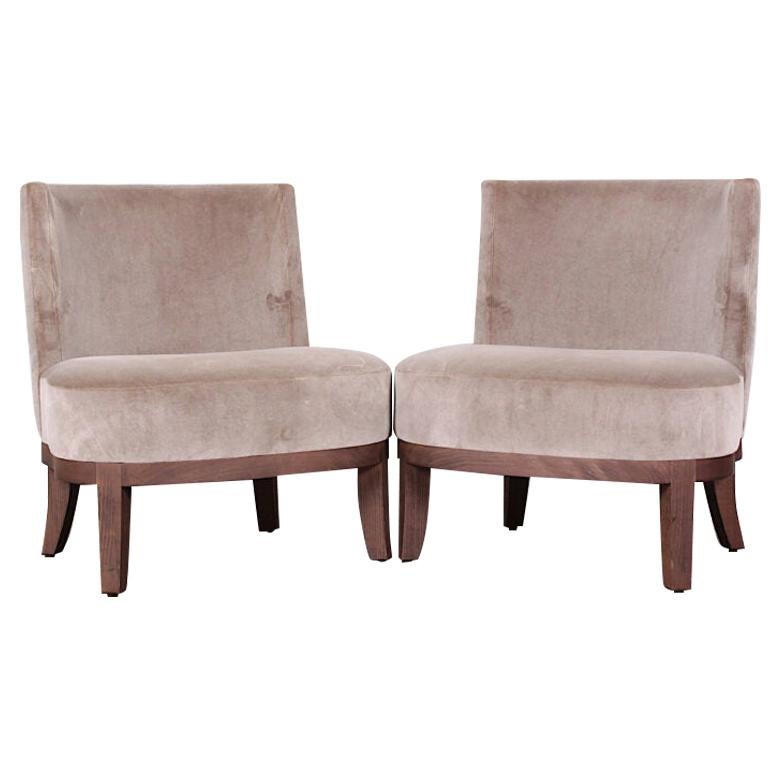 Philippe Hurel Mohair Lounge Chairs from Paris For Sale