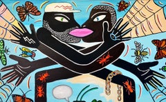 Inseguendo le farfalle Philippe Jacq 21° secolo pittura Arte africana fumetti blu