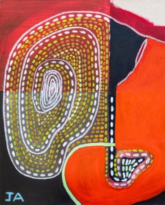 Ritratto Philippe Jacq Arte del XXI secolo Pittura figurativa contemporanea Dot Dot Dot rosso