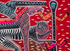 The marine horse Philippe Jacq 21st Century Contemporary art painting red pink