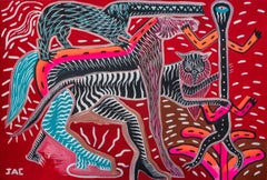 The marine horse Philippe Jacq 21st Century Contemporary art painting red pink