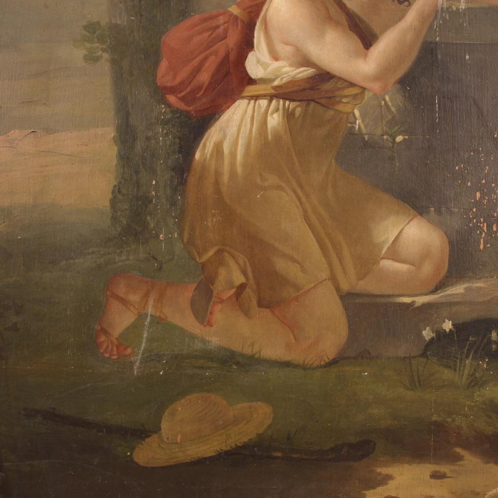 19th Century Oil on Panel French Neoclassical Painting Amintas, 1830 in vendita 7