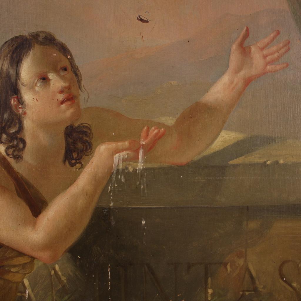 19th Century Oil on Panel French Neoclassical Painting Amintas, 1830 in vendita 8