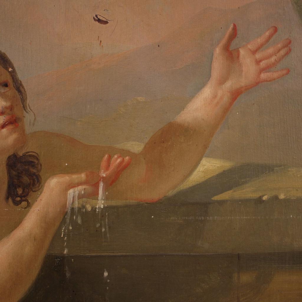 19th Century Oil on Panel French Neoclassical Painting Amintas, 1830 in vendita 9