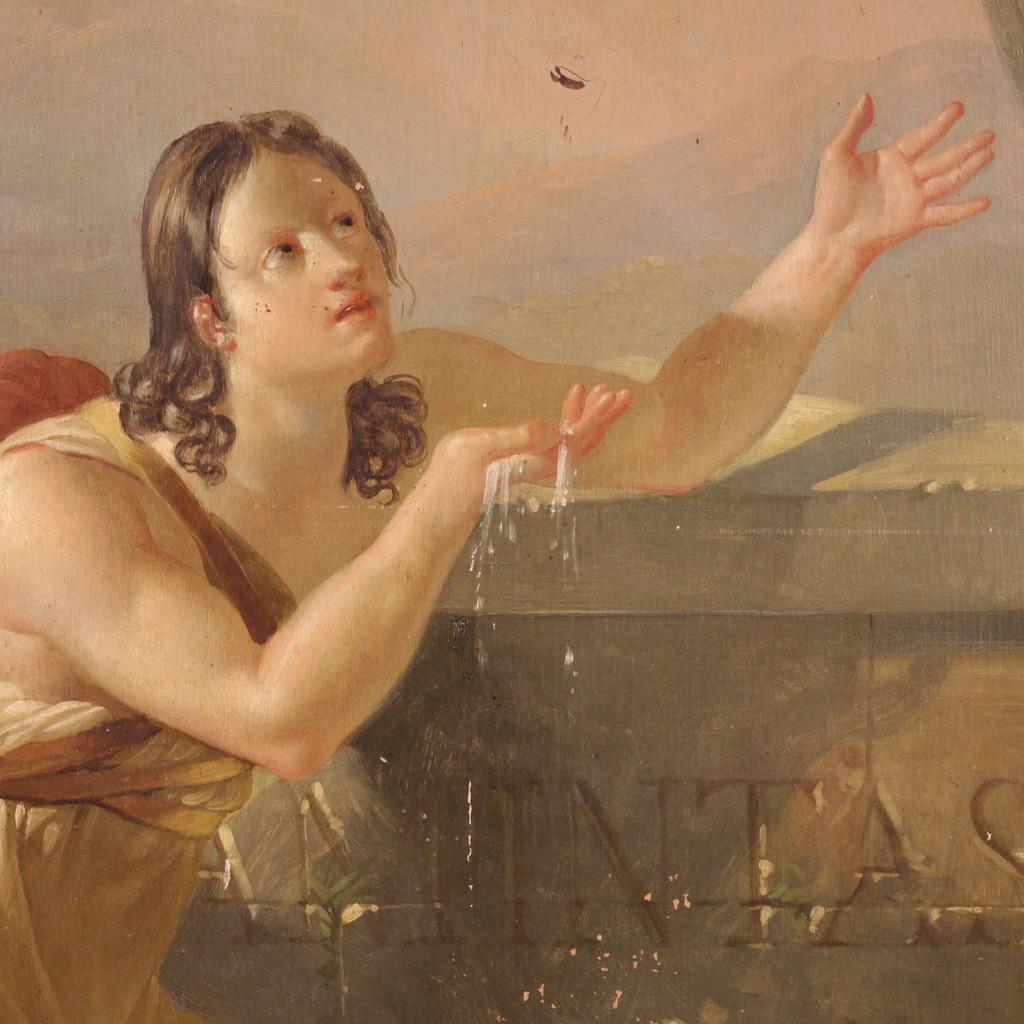 19th Century Oil on Panel French Neoclassical Painting Amintas, 1830 in vendita 2