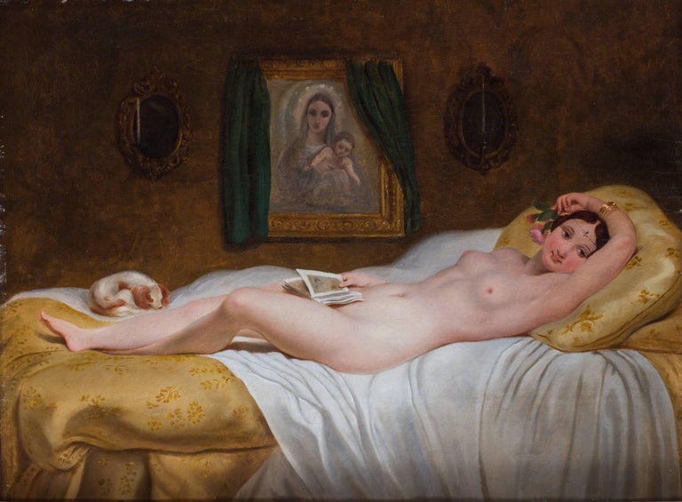 Large 19th Century French oil painting of a nude by Philippe-Jacues Van Bree - Painting by Philippe-Jacques Van Bree
