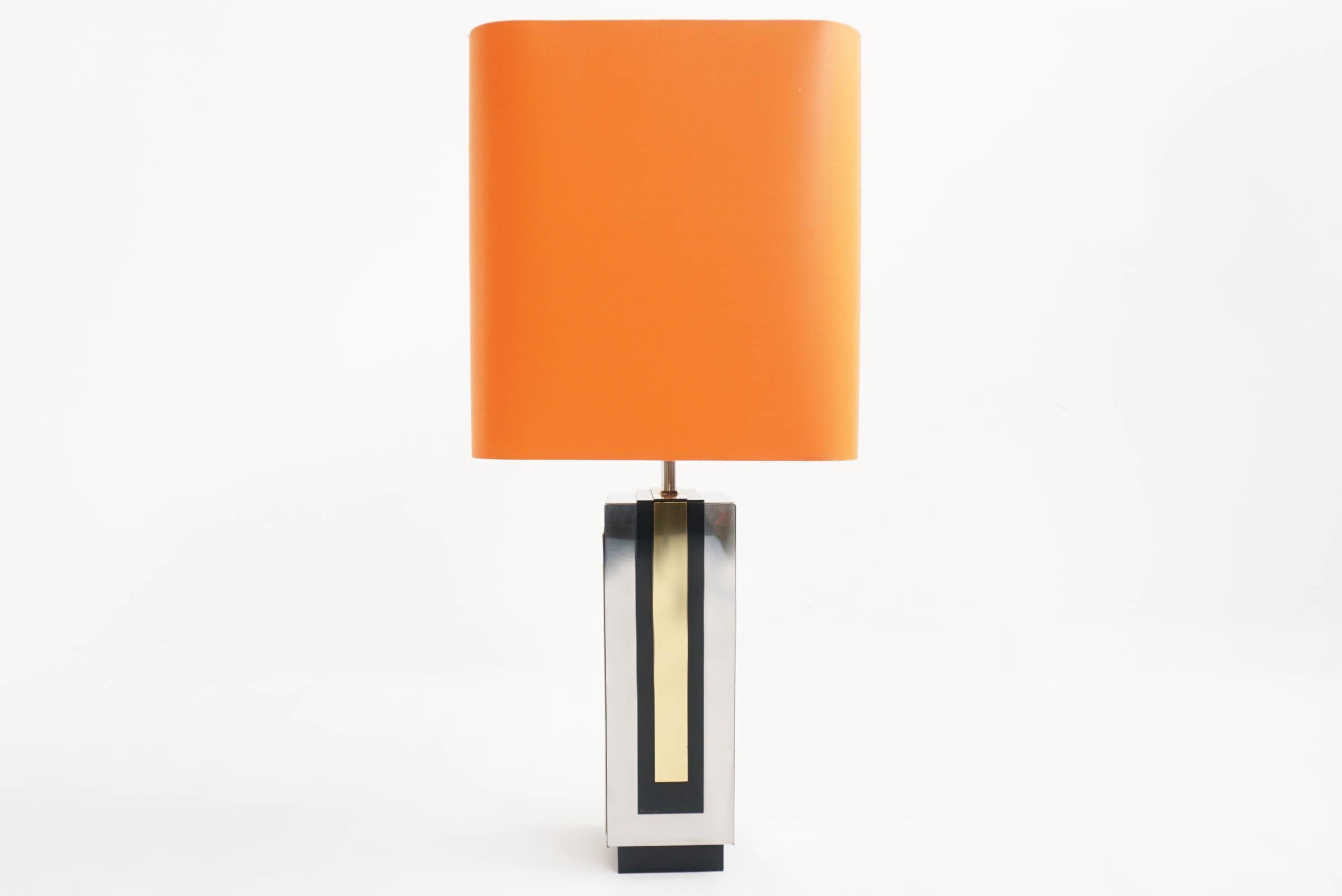 Philippe Jean, 1970s Big Chrome Plating, and Metal Table Lamp (Hollywood Regency)