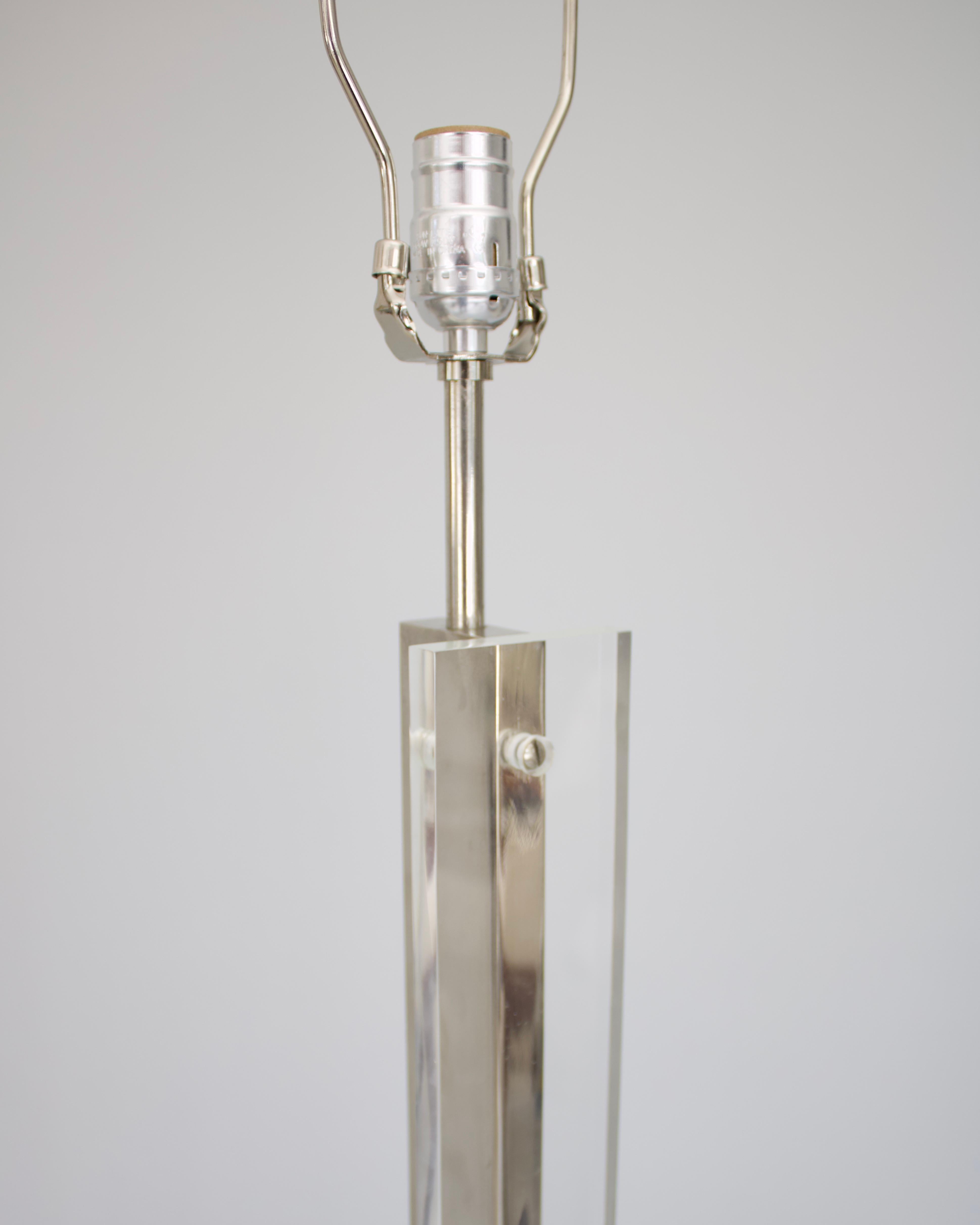 Philippe Jean French Lucite and Chromed Steel Floor Lamp Circa 1970 1