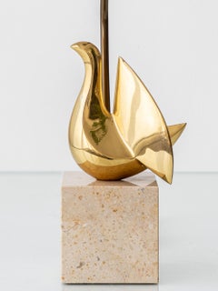 Philippe Jean Signed Brass Bird Table Lamp, Limited Edition 201/300, 1980