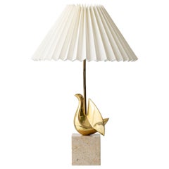 Philippe Jean Signed Brass Bird Table Lamp, Limited Edition 201/300, 1980