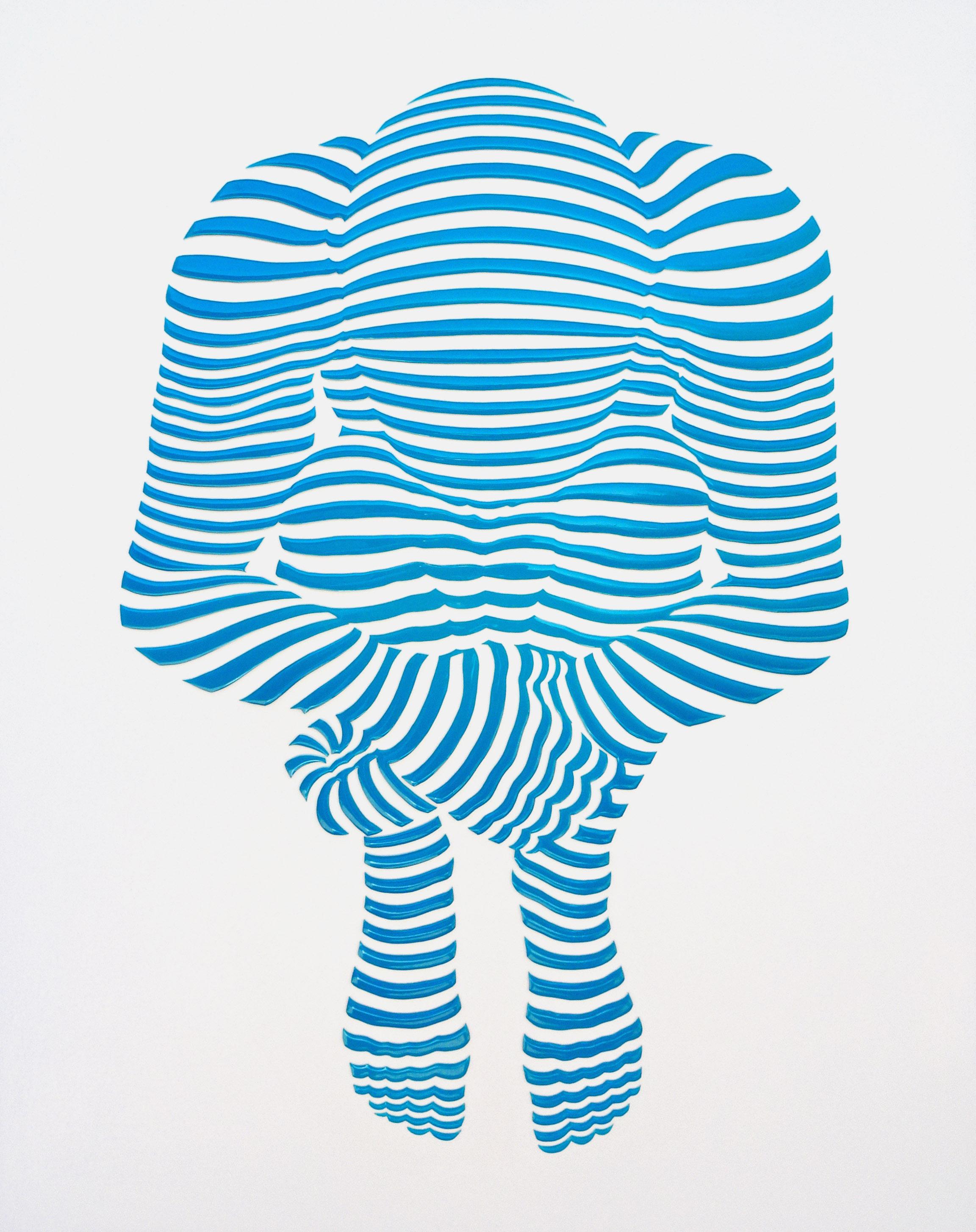 Stripe Pose #27, Abstract Painting - Mixed Media Art by Philippe Jestin