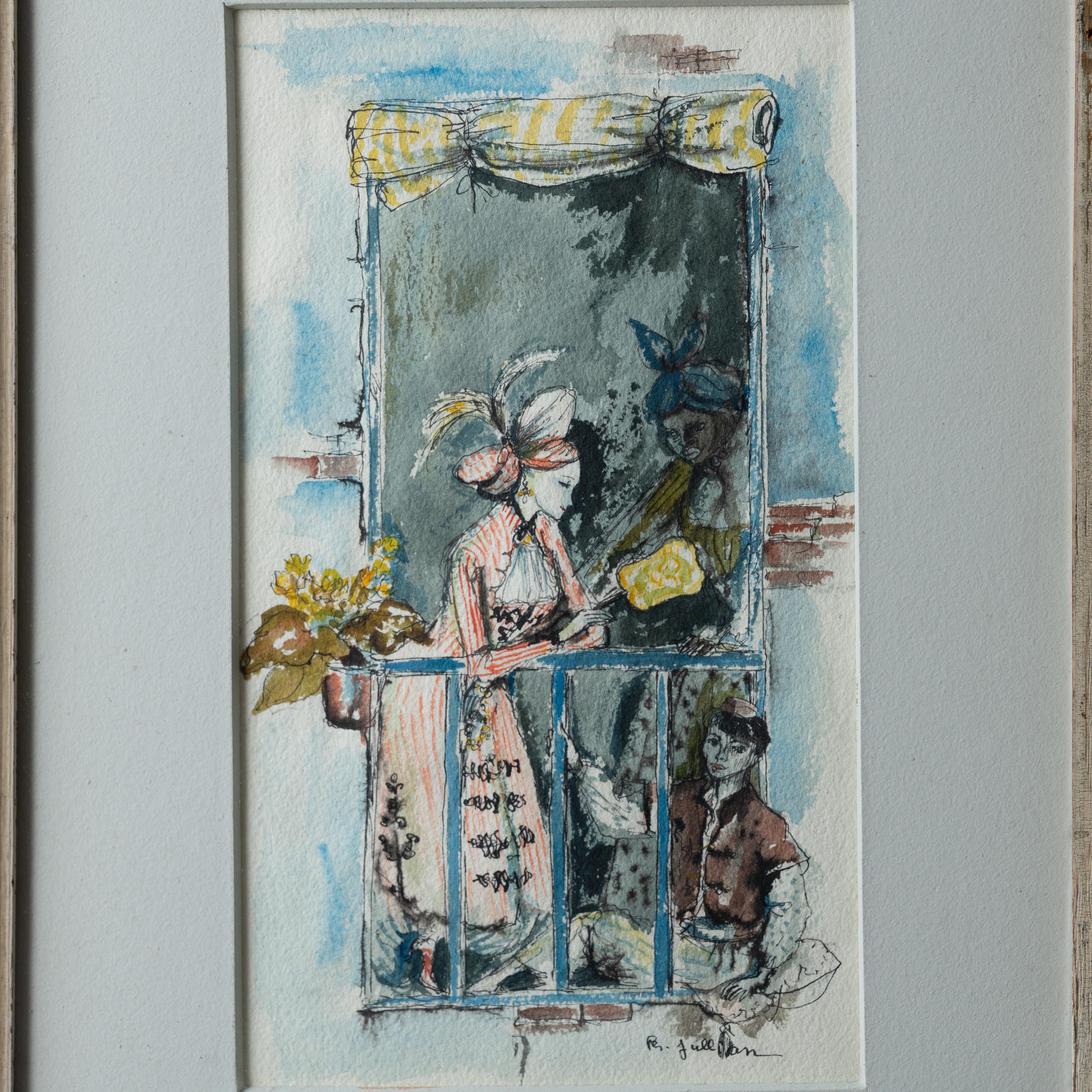 Milieu du XXe siècle Aquarelles de Philippe Jullian - une paire en vente