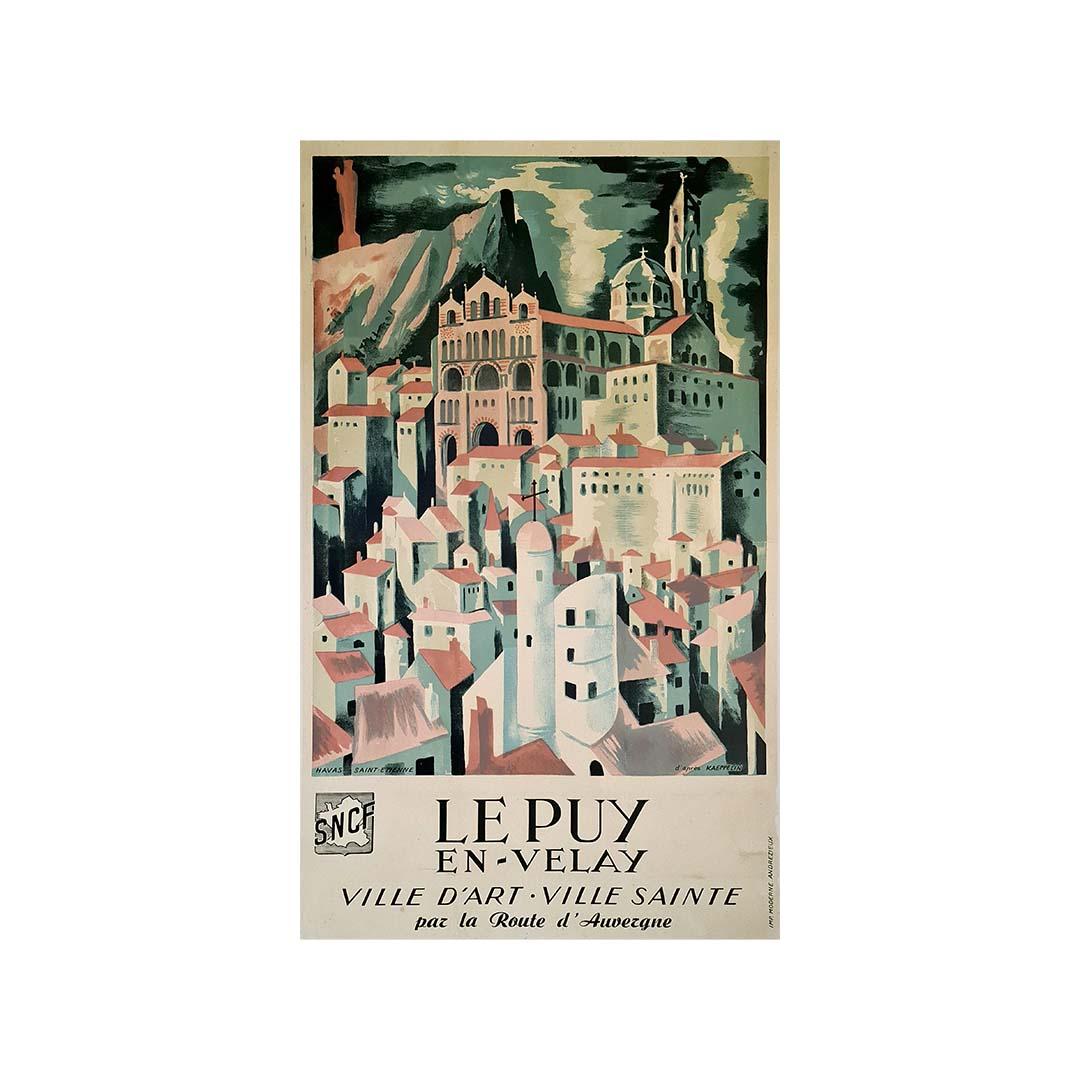 Circa 1940 original travel poster after Kaeppelin - Le Puy-en-Velay - SNCF For Sale 2