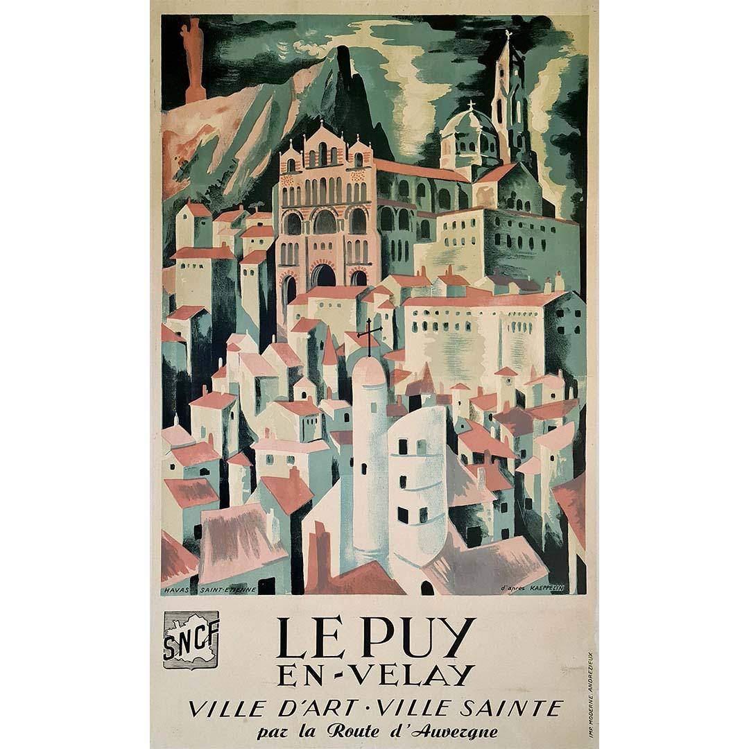 Circa 1940 original travel poster after Kaeppelin - Le Puy-en-Velay - SNCF - Print by Philippe Kaeppelin