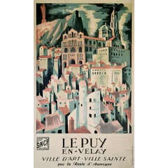 Circa 1940 original travel poster after Kaeppelin - Le Puy-en-Velay - SNCF