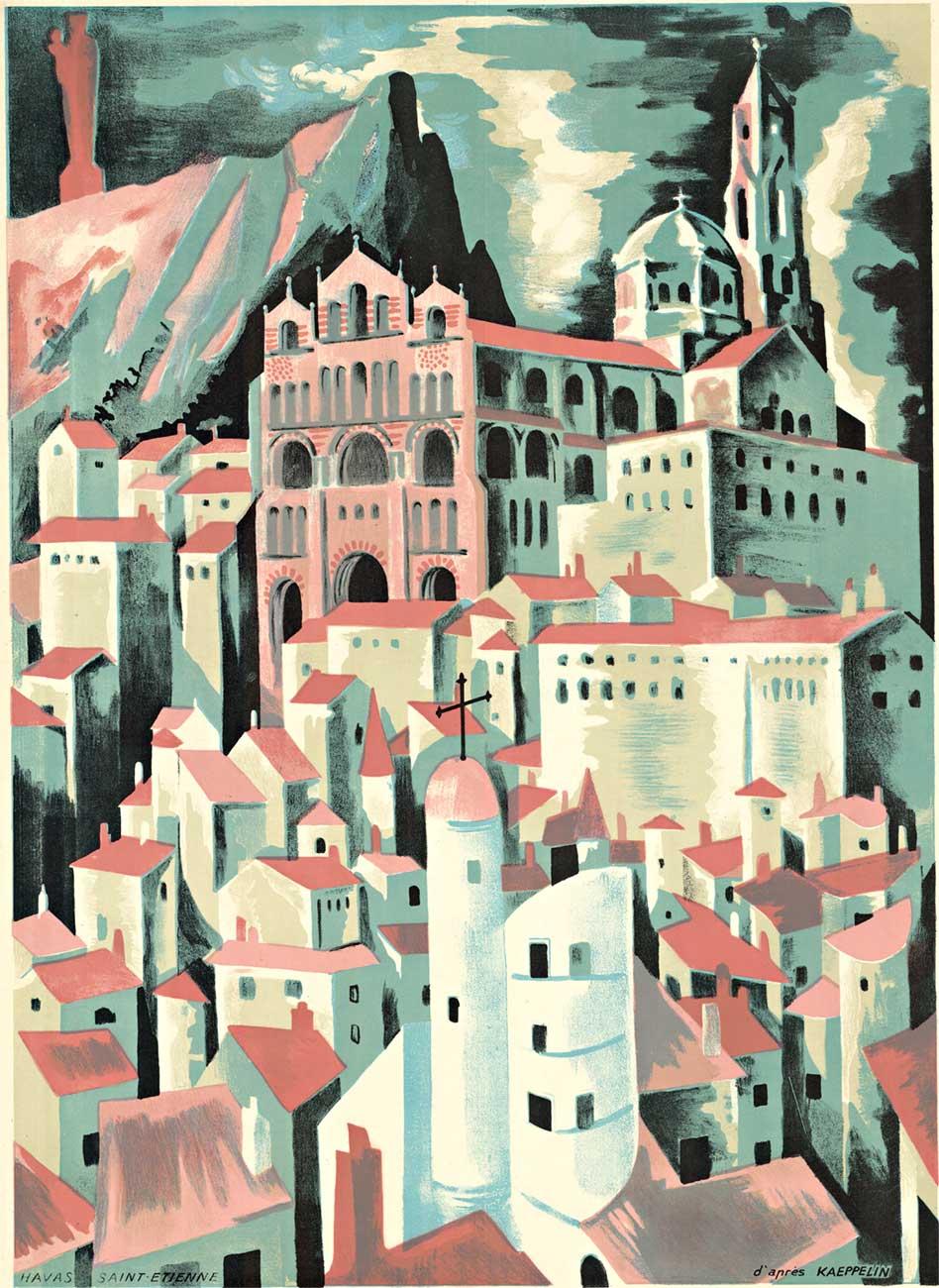 Affiche de voyage vintage originale Le Puy En Velay, SNCF - Print de Philippe Kaeppelin