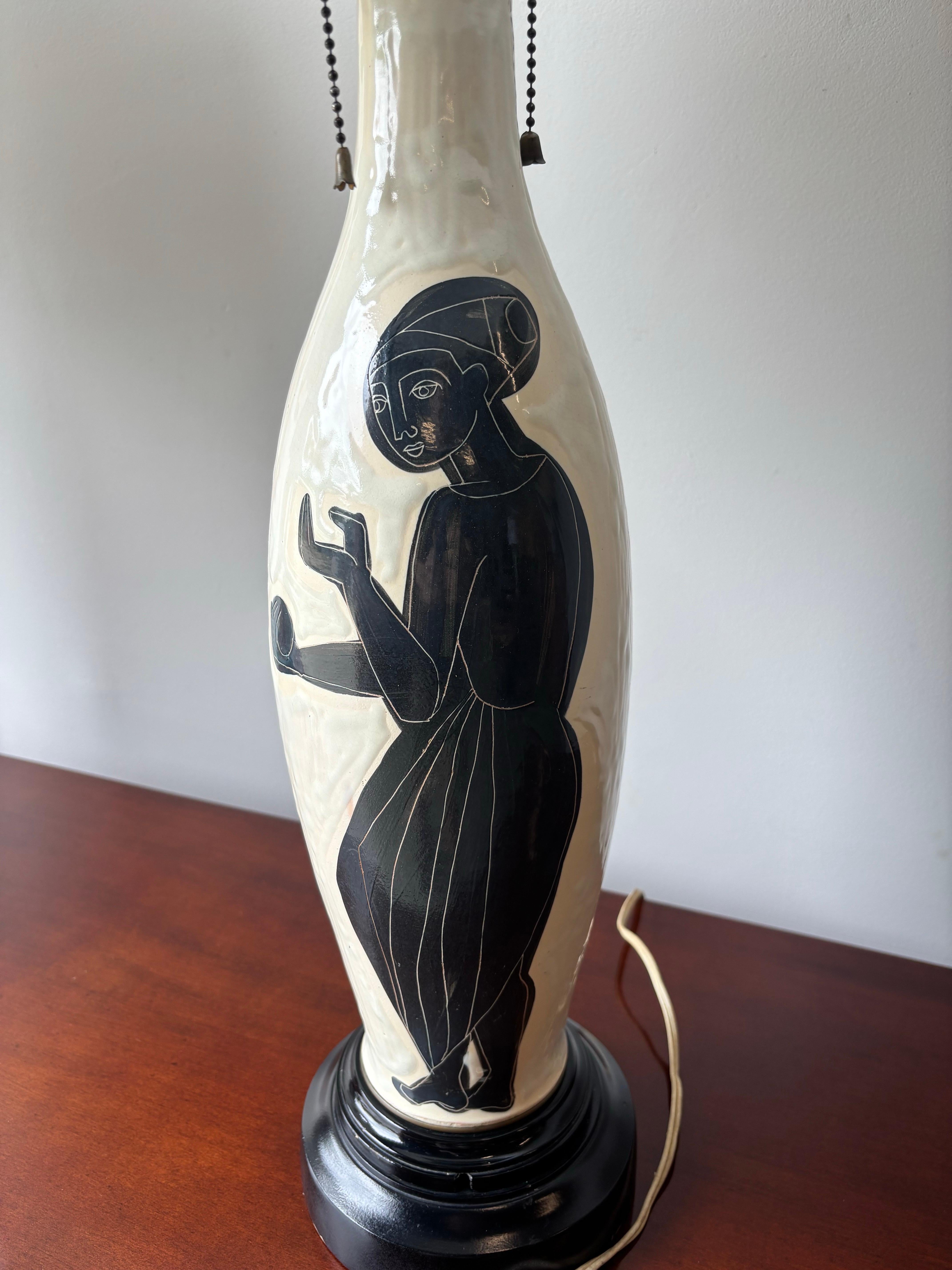 Lampes de table en céramique Philippe Lambercy-Greek Figural Design, Suisse, une paire en vente 4