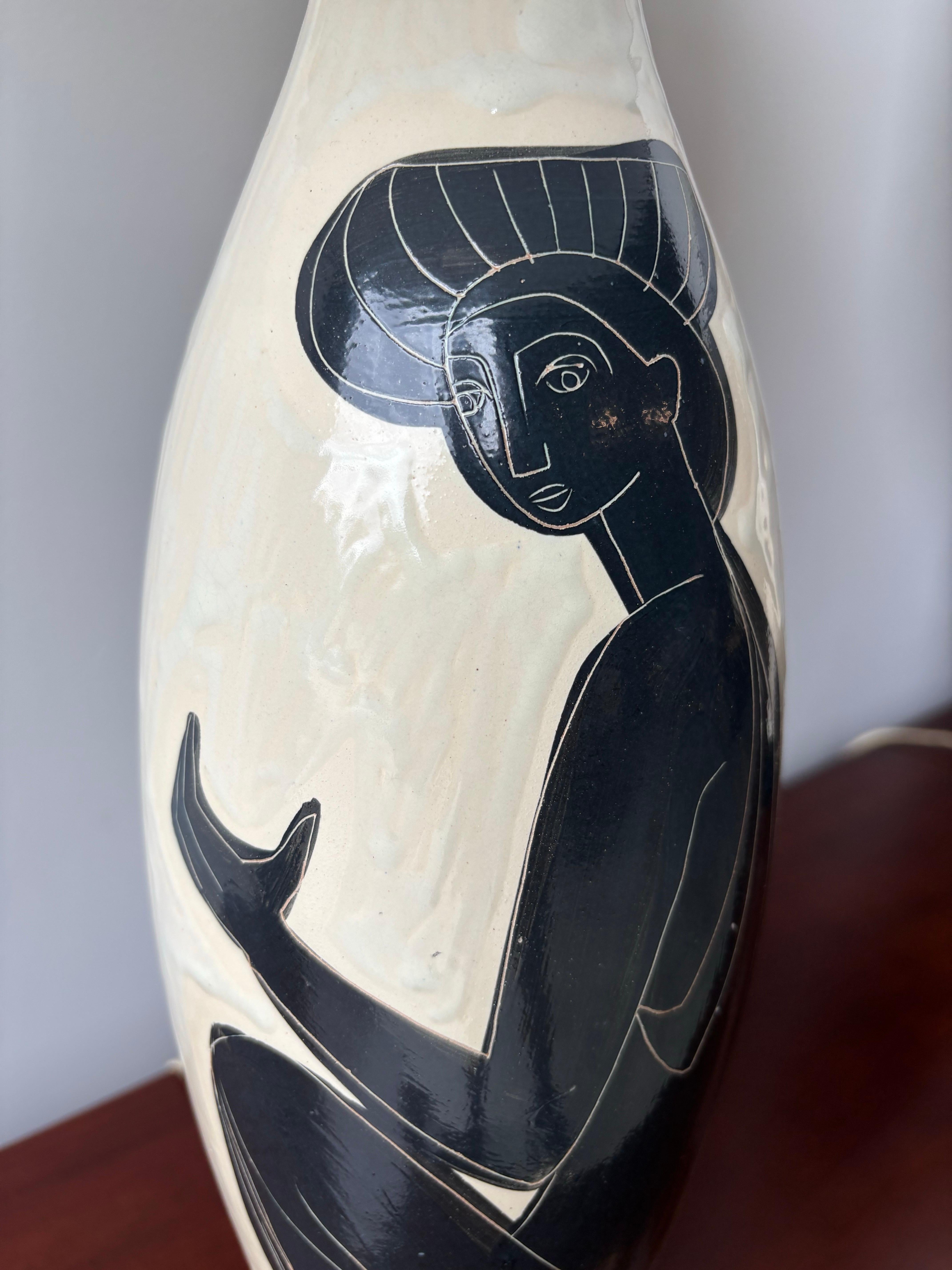 Lampes de table en céramique Philippe Lambercy-Greek Figural Design, Suisse, une paire en vente 2