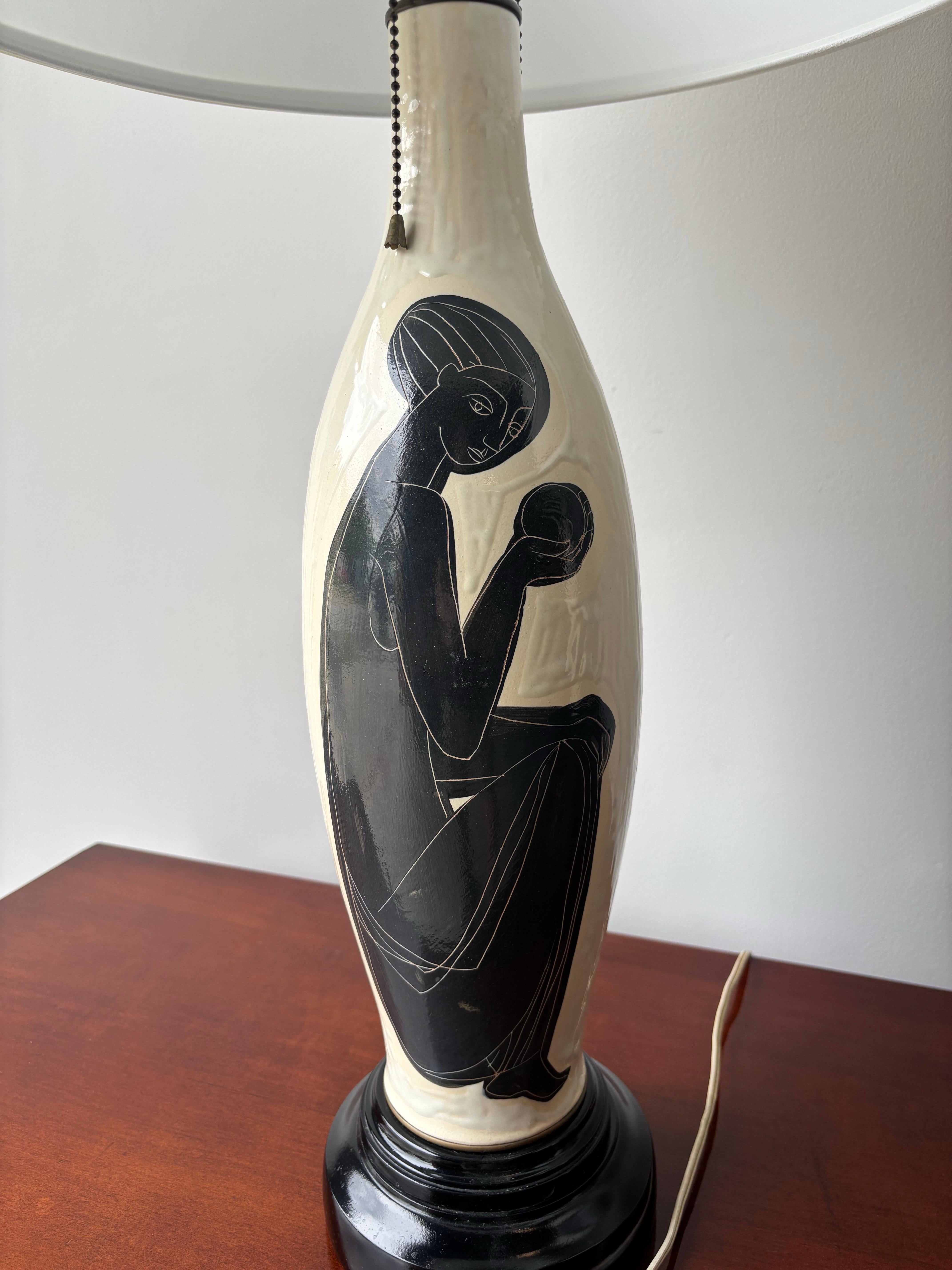 Lampes de table en céramique Philippe Lambercy-Greek Figural Design, Suisse, une paire en vente 3