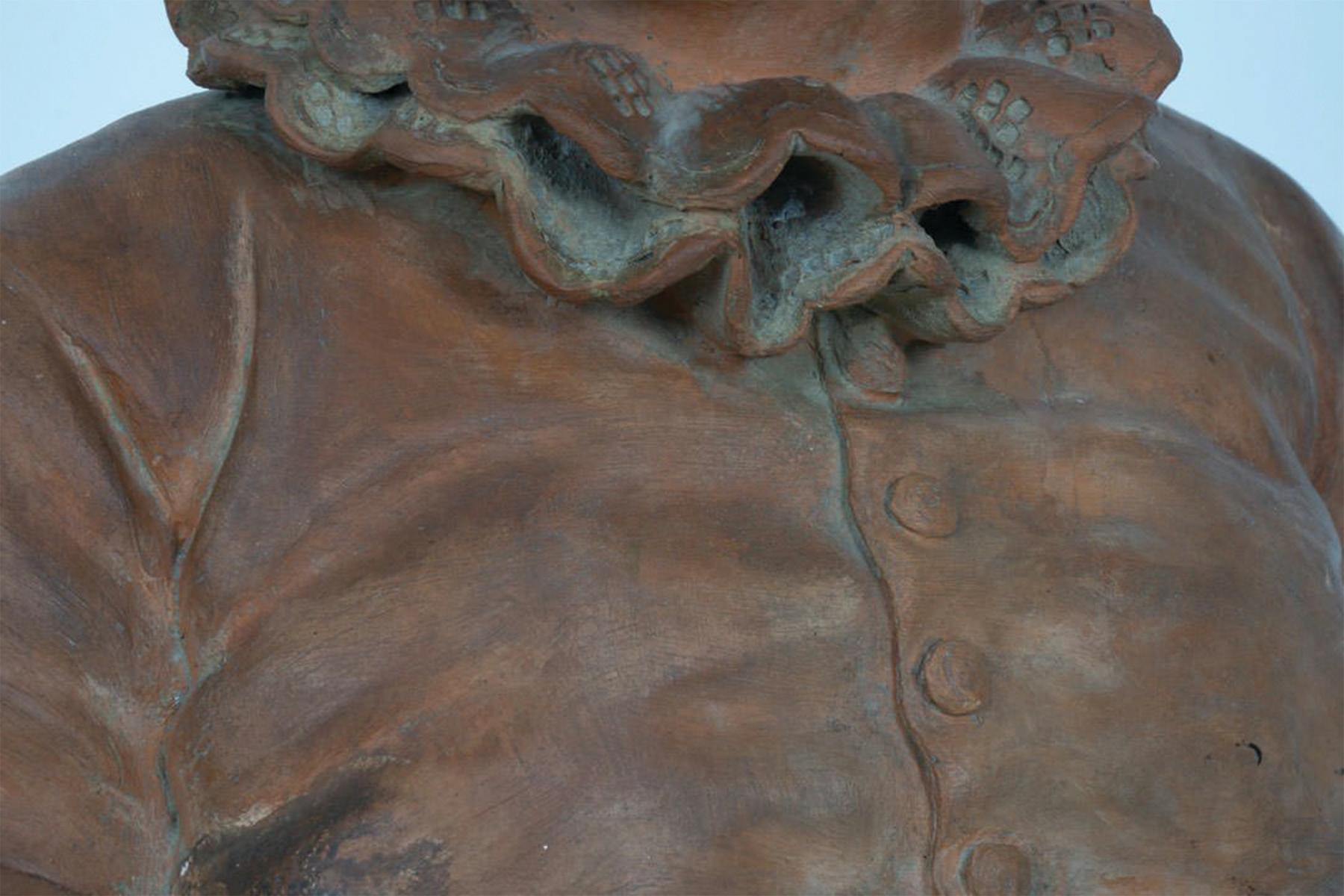 Buste en terre cuite d'un jeune homme, fin du XVIIIe siècle Sculpture française en vente 10