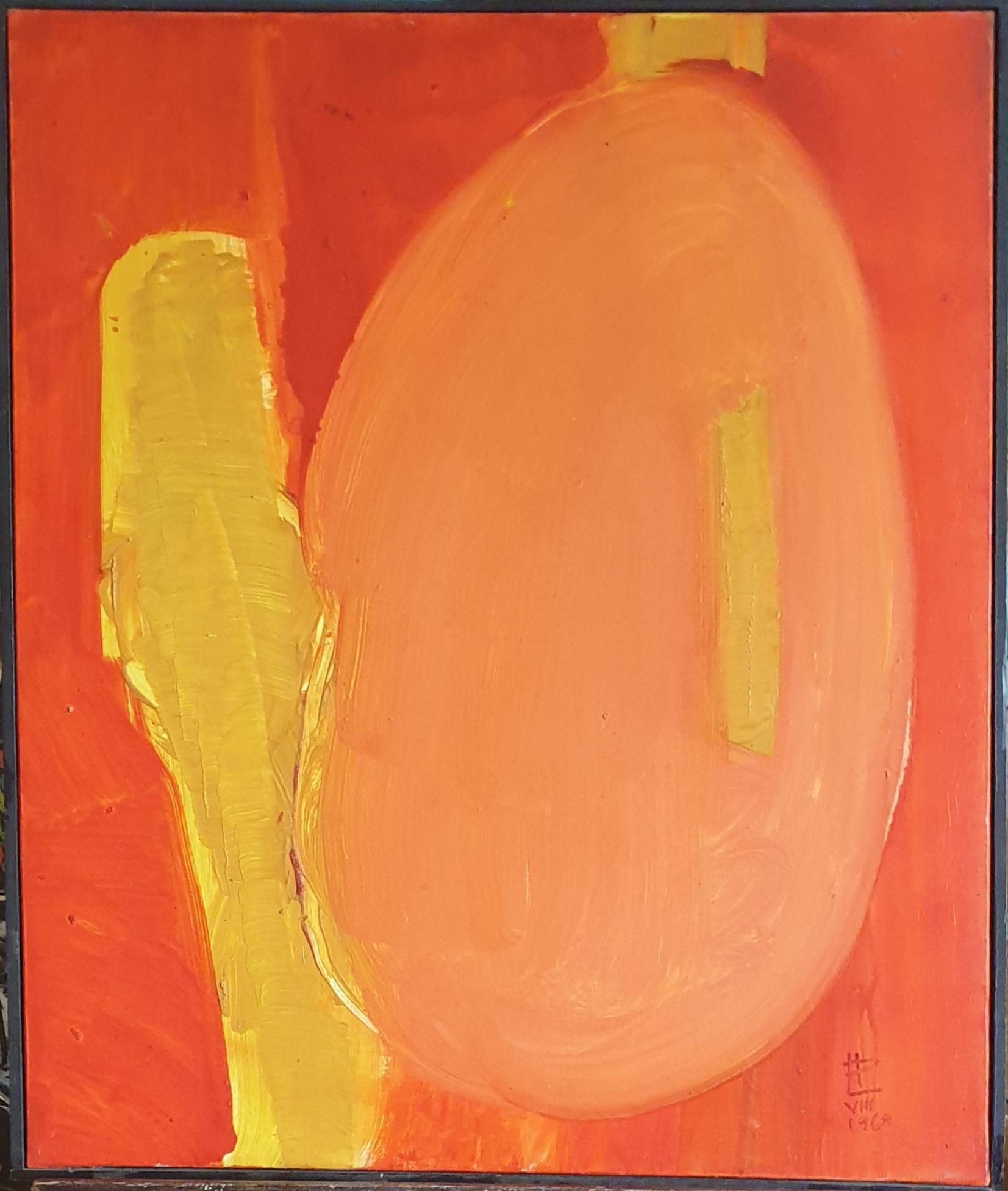 Philippe Lepatre Abstract Painting - Mid Century 'Composition II', Lyrical Abstract Oil on Canvas.