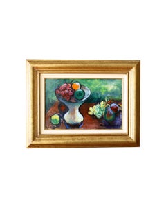 Still Life Oil Painting, Fauvist like French fruit bowl painting