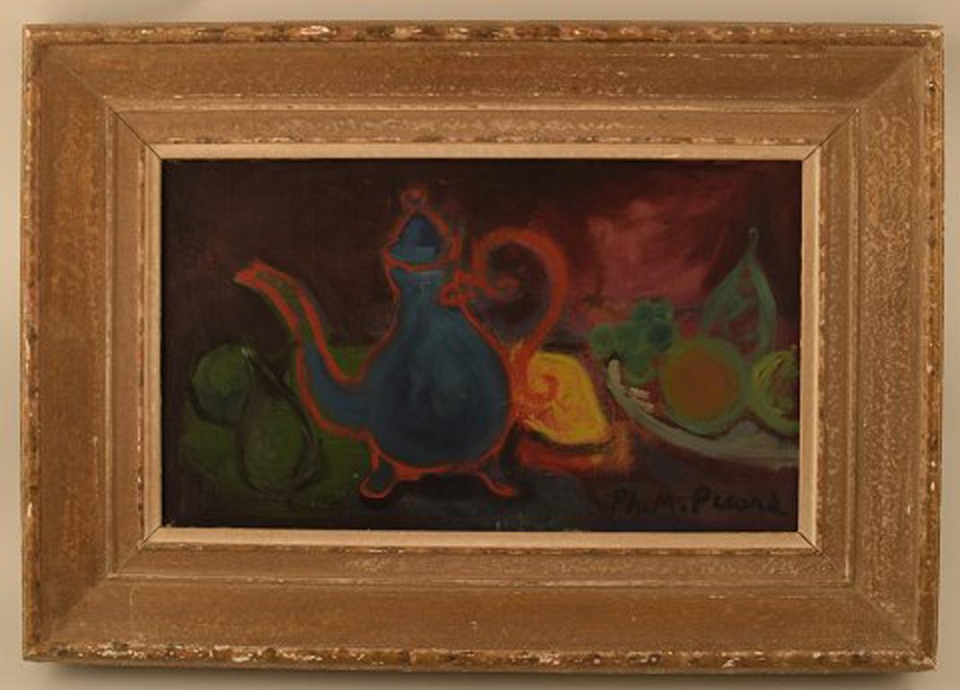 Philippe-Marie Picard (1915-1997): Still life.
Oil on canvas.
Signed: Ph. M Picard. 1949.
Measures: 40 cm. x 23 cm. The frame measures 8.5 cm.
In perfect condition.