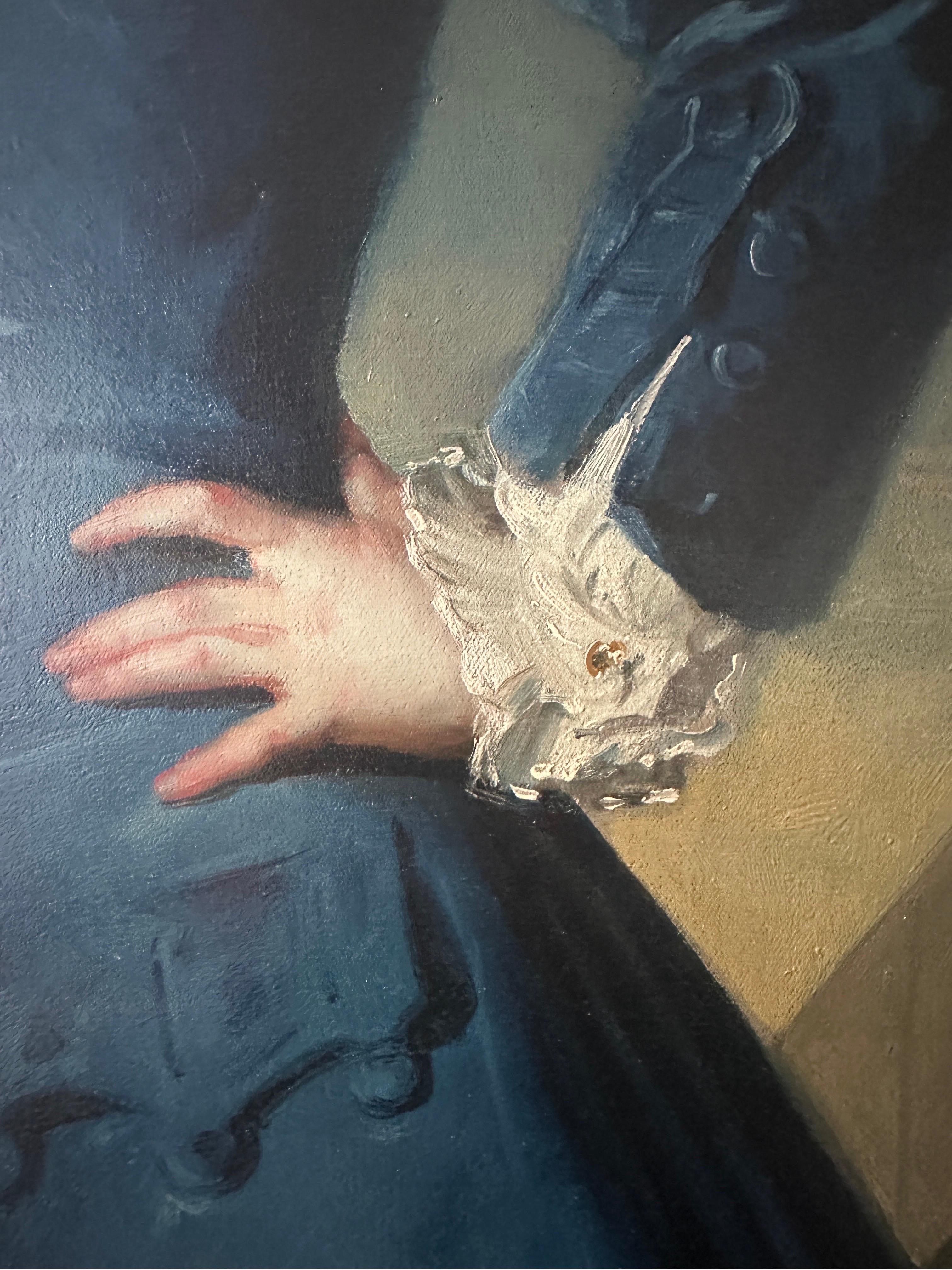 Peinture de portrait d'un garçon au sommet tournant sur une terrasse de jardin du 18e siècle en vente 3