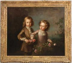 John and Thomas Young, Oil on Canvas Portrait, 18th Century, Framed
