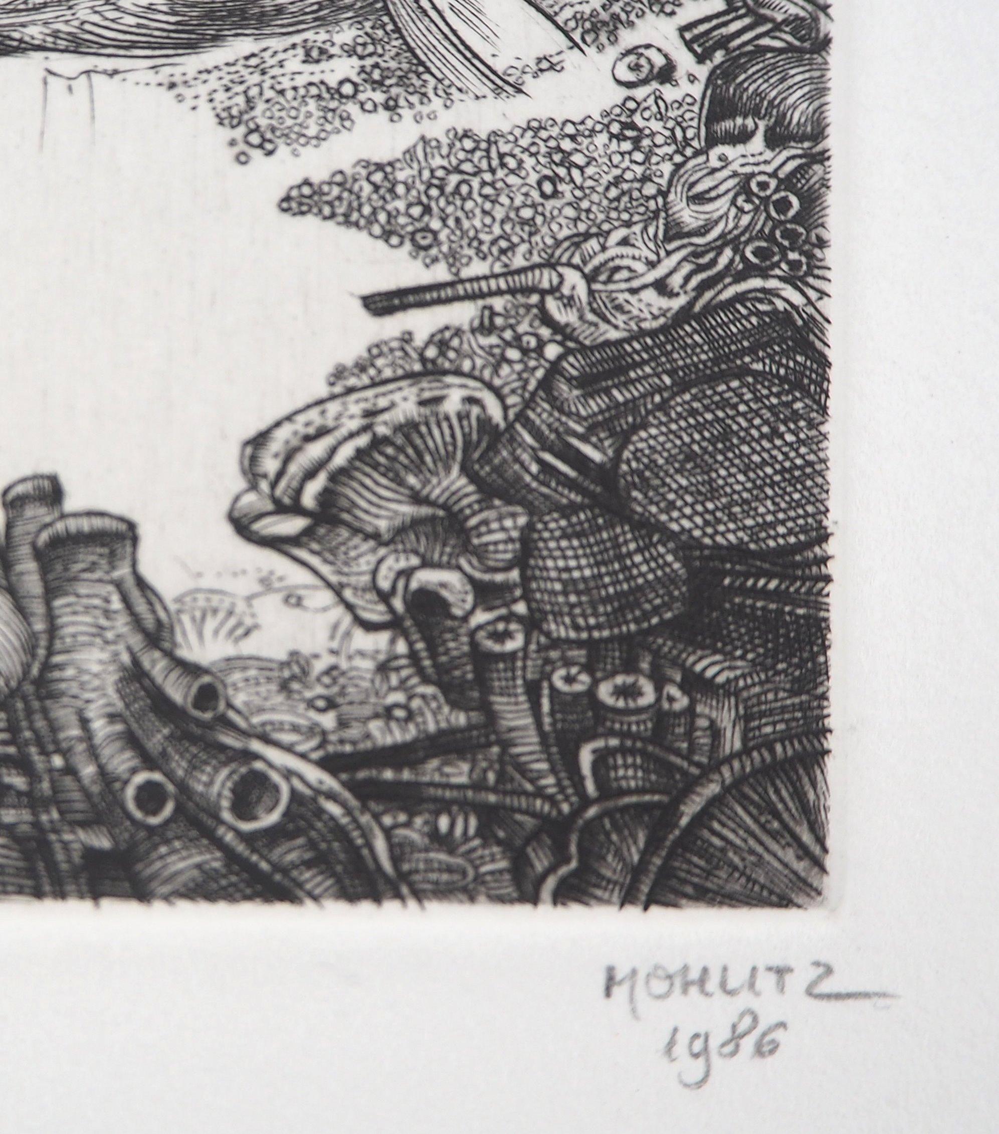 Humedales surrealistas, 1986 - Grabado original firmado a mano - Print de Philippe Mohlitz