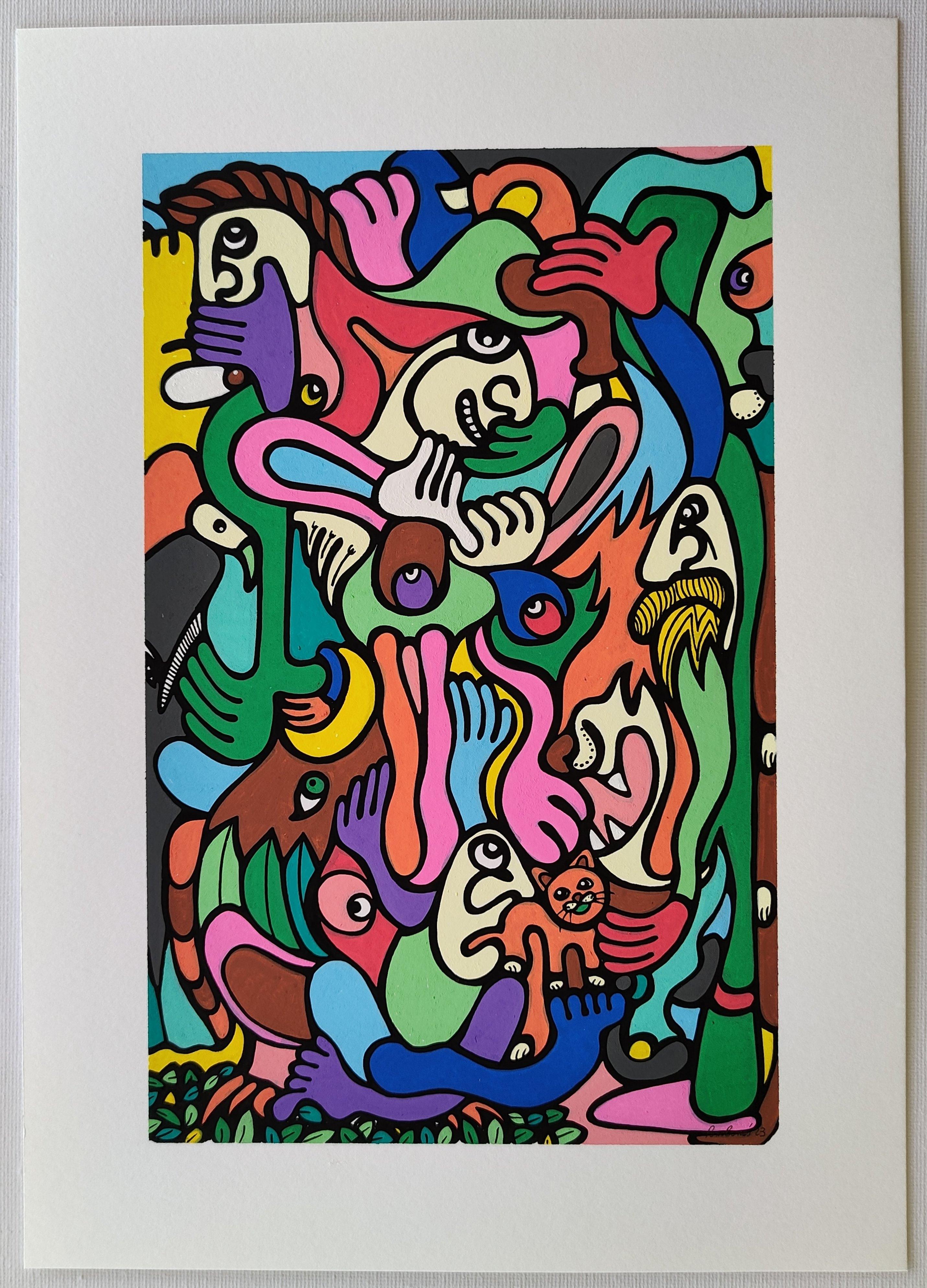 Set of 4 - Doodle, drawing on paper by Philippe P. For Sale 2